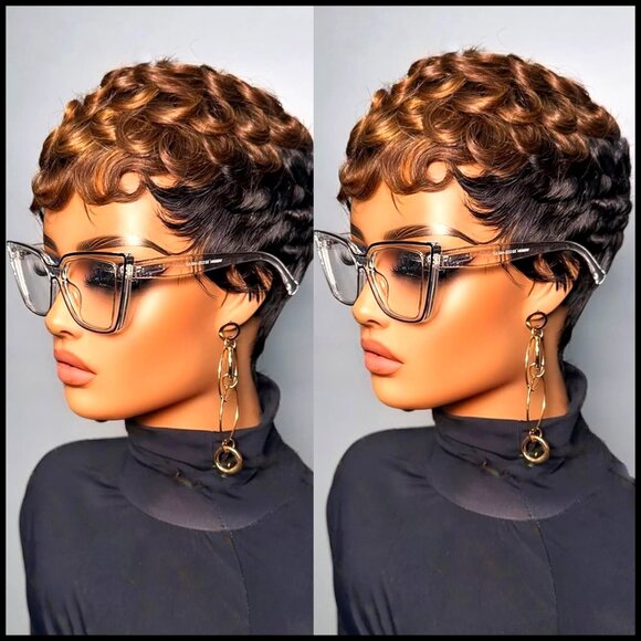 Short Layered Pixie Cut Human Hair Wig Glueless Design With Bangs main image 4